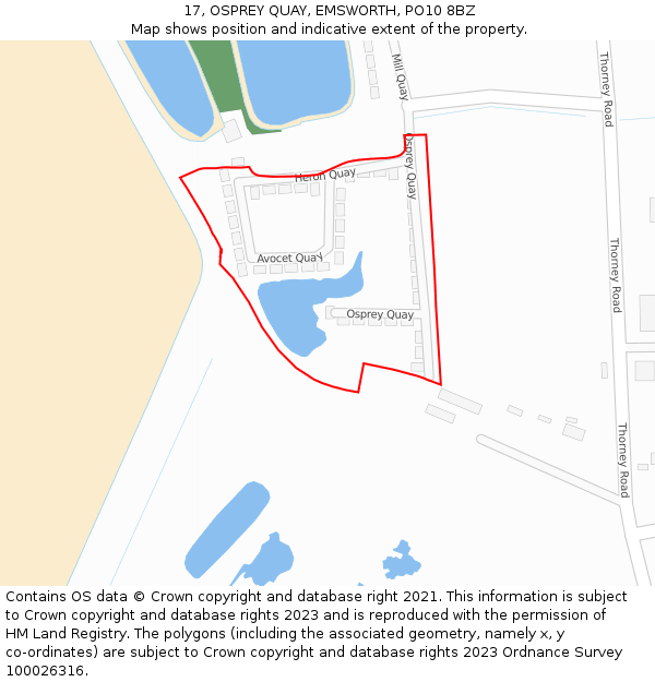17, OSPREY QUAY, EMSWORTH, PO10 8BZ: Location map and indicative extent of plot