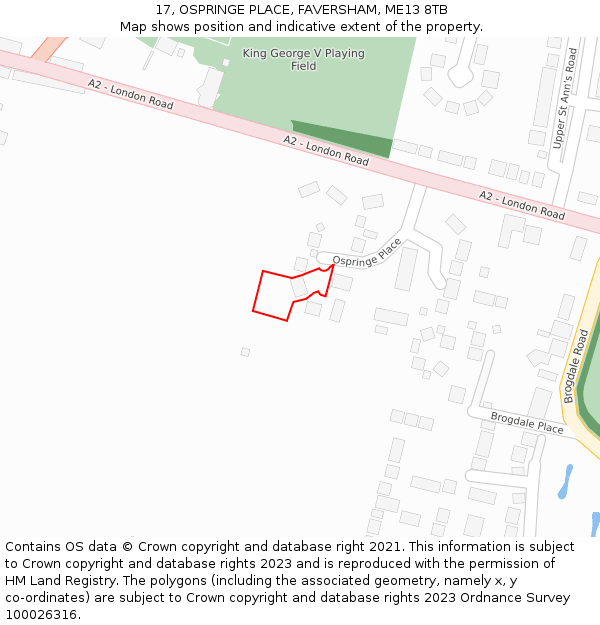 17, OSPRINGE PLACE, FAVERSHAM, ME13 8TB: Location map and indicative extent of plot