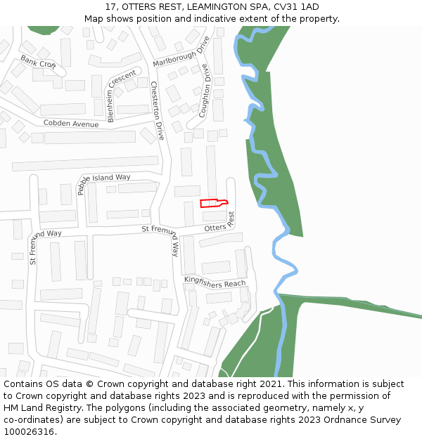 17, OTTERS REST, LEAMINGTON SPA, CV31 1AD: Location map and indicative extent of plot