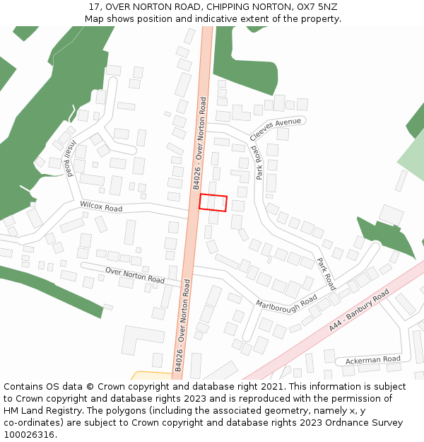 17, OVER NORTON ROAD, CHIPPING NORTON, OX7 5NZ: Location map and indicative extent of plot