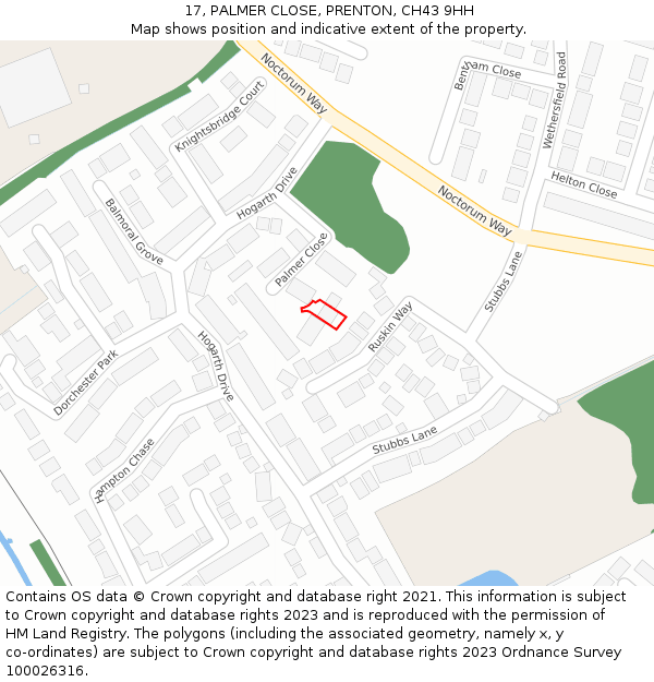 17, PALMER CLOSE, PRENTON, CH43 9HH: Location map and indicative extent of plot