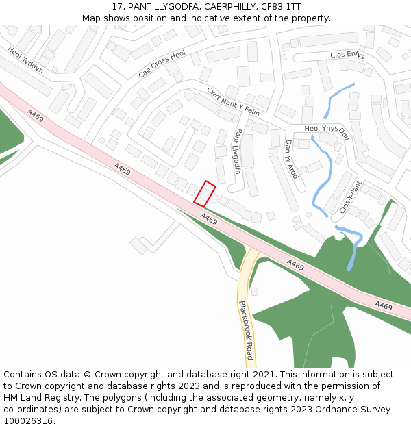 17, PANT LLYGODFA, CAERPHILLY, CF83 1TT: Location map and indicative extent of plot