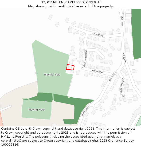 17, PENMELEN, CAMELFORD, PL32 9UH: Location map and indicative extent of plot