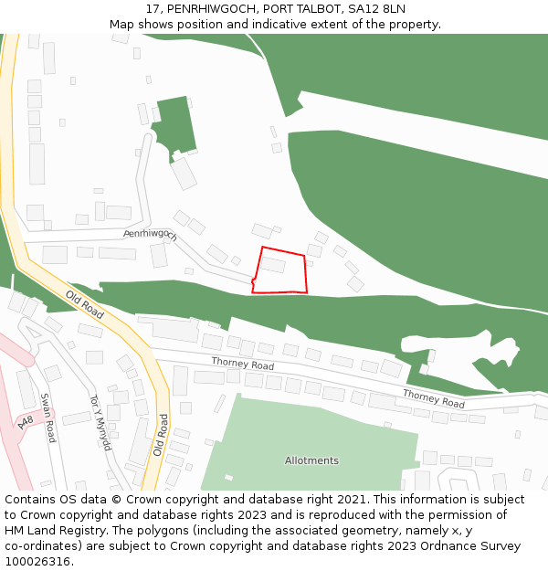 17, PENRHIWGOCH, PORT TALBOT, SA12 8LN: Location map and indicative extent of plot