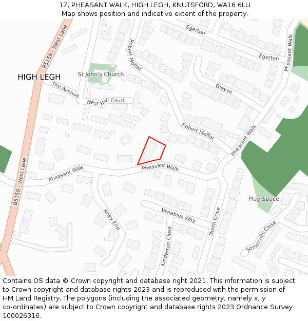 17, PHEASANT WALK, HIGH LEGH, KNUTSFORD, WA16 6LU: Location map and indicative extent of plot