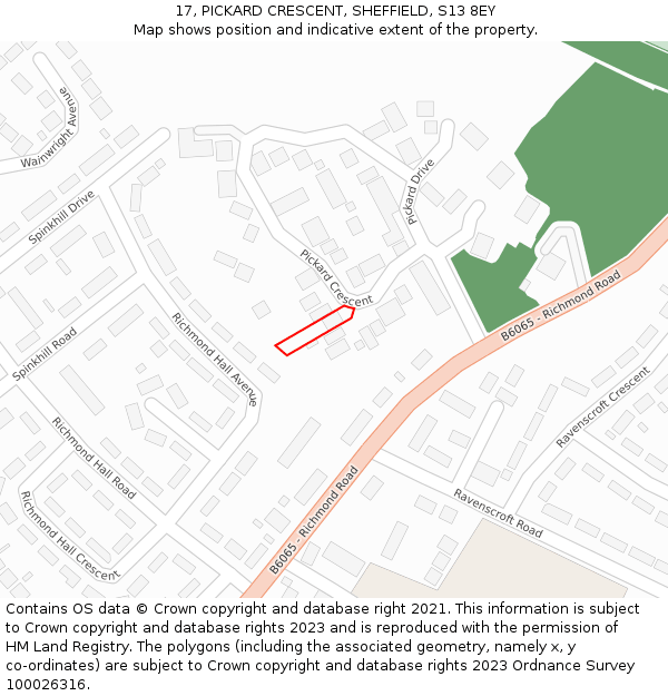 17, PICKARD CRESCENT, SHEFFIELD, S13 8EY: Location map and indicative extent of plot