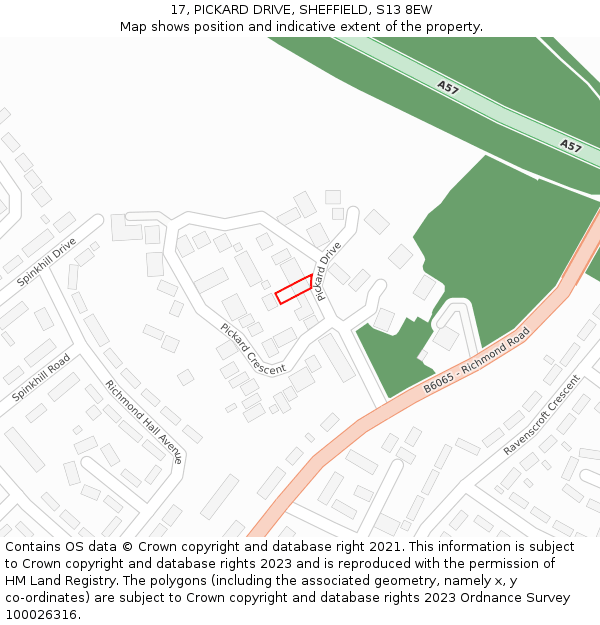 17, PICKARD DRIVE, SHEFFIELD, S13 8EW: Location map and indicative extent of plot