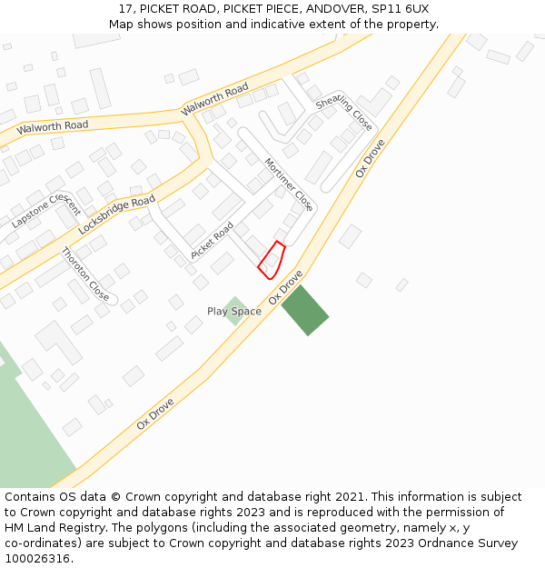 17, PICKET ROAD, PICKET PIECE, ANDOVER, SP11 6UX: Location map and indicative extent of plot