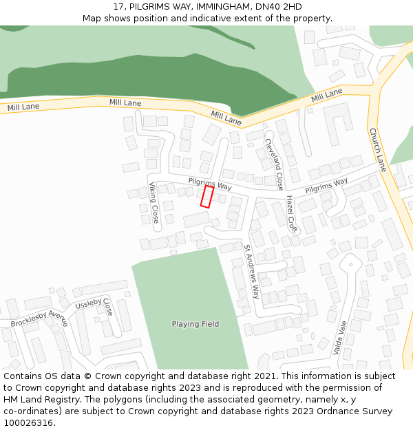 17, PILGRIMS WAY, IMMINGHAM, DN40 2HD: Location map and indicative extent of plot