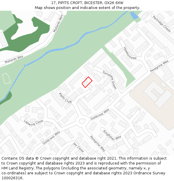 17, PIPITS CROFT, BICESTER, OX26 6XW: Location map and indicative extent of plot