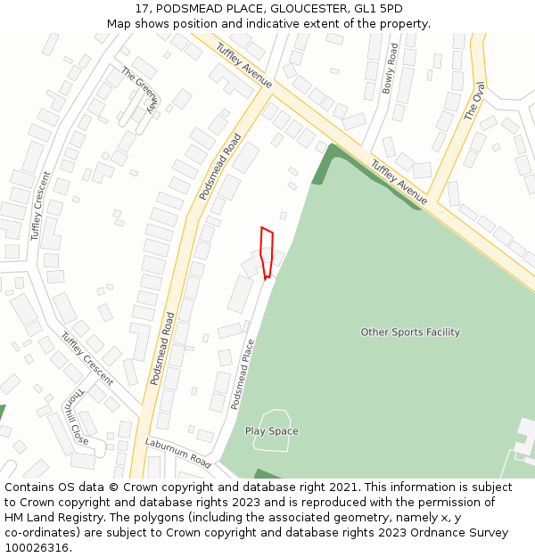 17, PODSMEAD PLACE, GLOUCESTER, GL1 5PD: Location map and indicative extent of plot