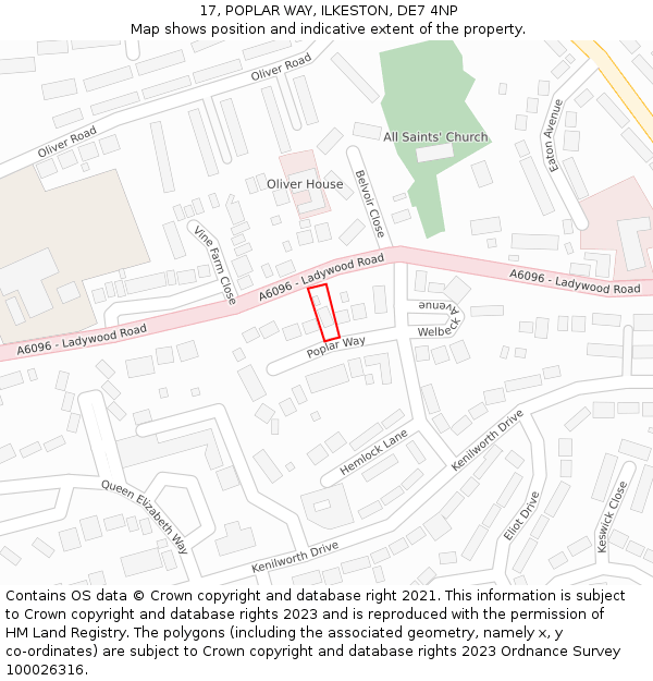 17, POPLAR WAY, ILKESTON, DE7 4NP: Location map and indicative extent of plot