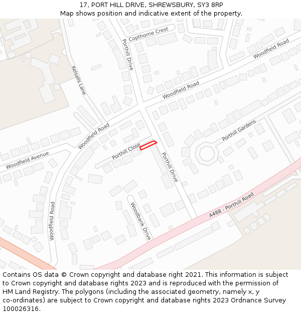 17, PORT HILL DRIVE, SHREWSBURY, SY3 8RP: Location map and indicative extent of plot