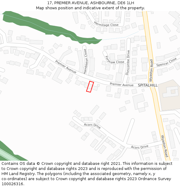 17, PREMIER AVENUE, ASHBOURNE, DE6 1LH: Location map and indicative extent of plot