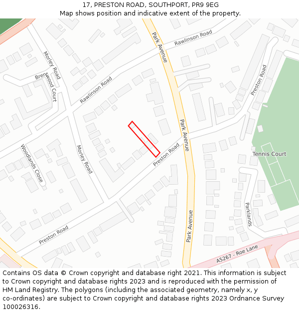 17, PRESTON ROAD, SOUTHPORT, PR9 9EG: Location map and indicative extent of plot