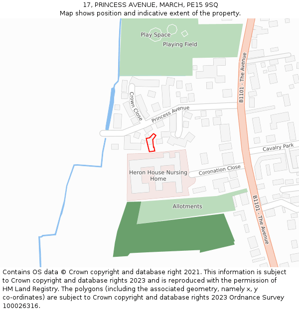 17, PRINCESS AVENUE, MARCH, PE15 9SQ: Location map and indicative extent of plot