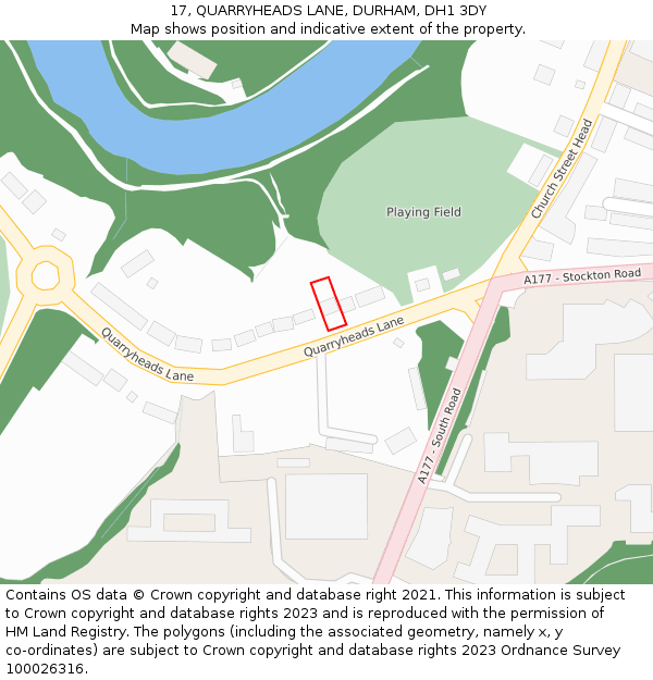 17, QUARRYHEADS LANE, DURHAM, DH1 3DY: Location map and indicative extent of plot