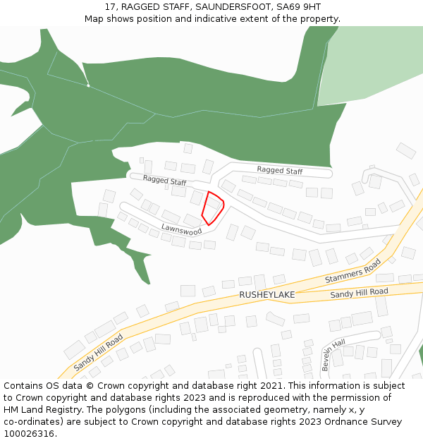 17, RAGGED STAFF, SAUNDERSFOOT, SA69 9HT: Location map and indicative extent of plot