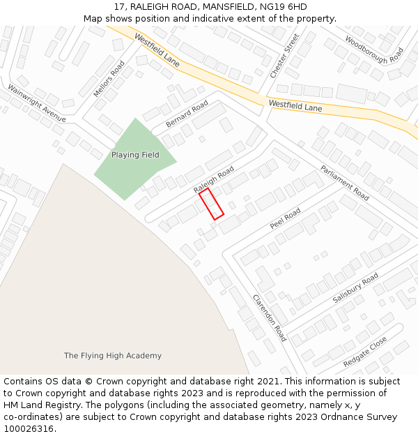 17, RALEIGH ROAD, MANSFIELD, NG19 6HD: Location map and indicative extent of plot