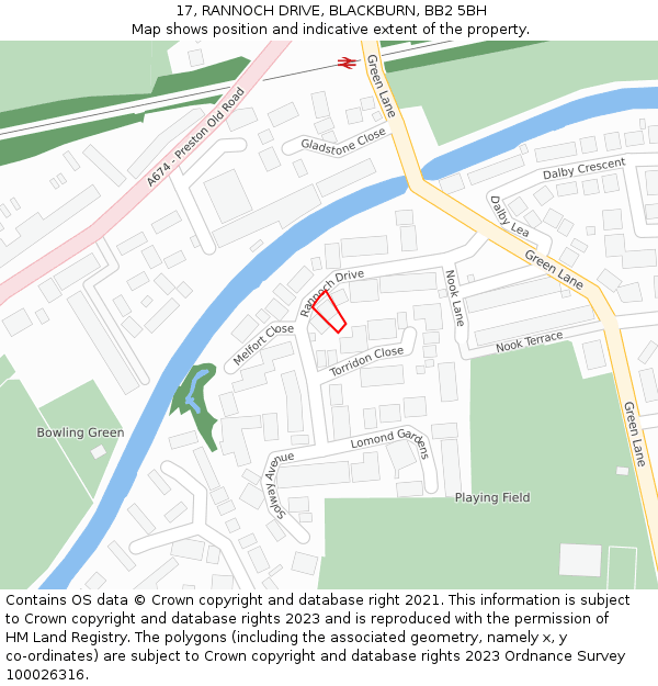 17, RANNOCH DRIVE, BLACKBURN, BB2 5BH: Location map and indicative extent of plot