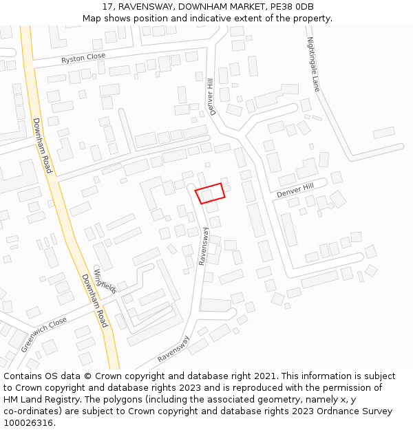 17, RAVENSWAY, DOWNHAM MARKET, PE38 0DB: Location map and indicative extent of plot
