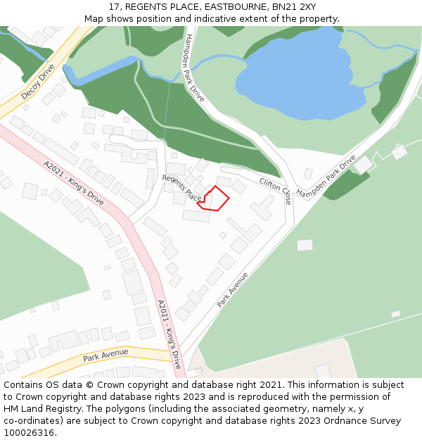 17, REGENTS PLACE, EASTBOURNE, BN21 2XY: Location map and indicative extent of plot