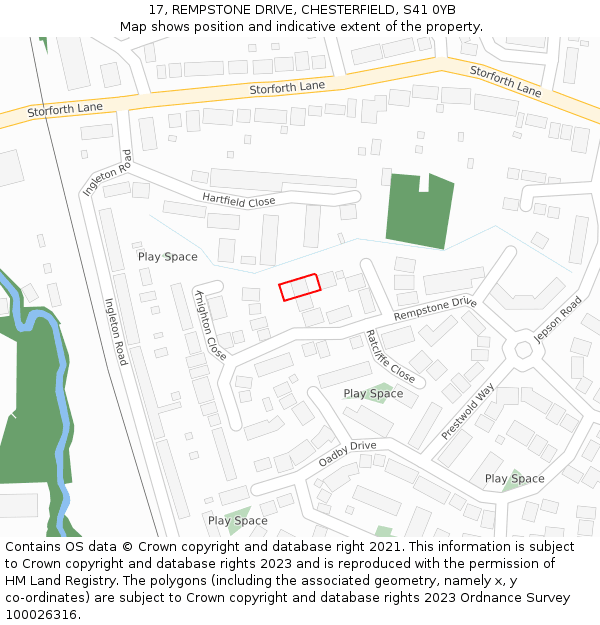 17, REMPSTONE DRIVE, CHESTERFIELD, S41 0YB: Location map and indicative extent of plot