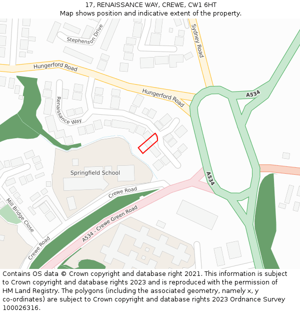 17, RENAISSANCE WAY, CREWE, CW1 6HT: Location map and indicative extent of plot