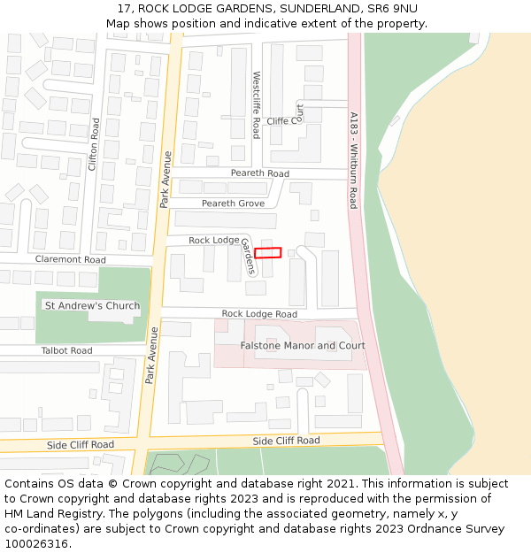 17, ROCK LODGE GARDENS, SUNDERLAND, SR6 9NU: Location map and indicative extent of plot