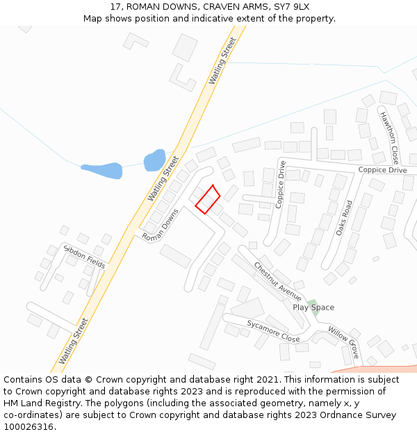 17, ROMAN DOWNS, CRAVEN ARMS, SY7 9LX: Location map and indicative extent of plot