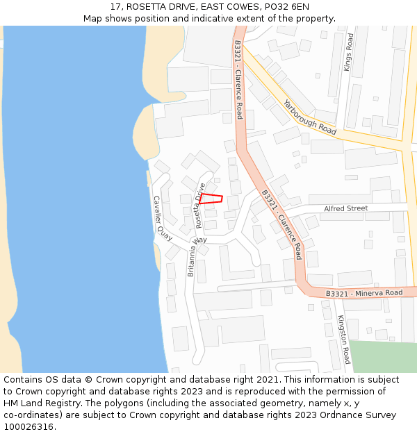 17, ROSETTA DRIVE, EAST COWES, PO32 6EN: Location map and indicative extent of plot