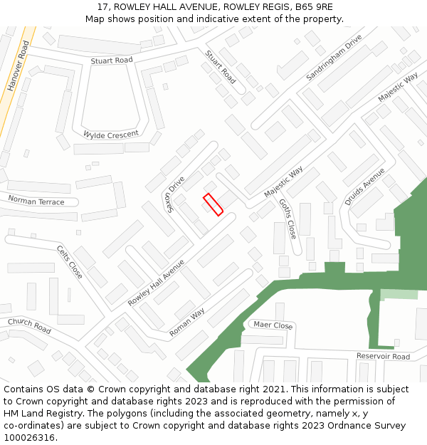 17, ROWLEY HALL AVENUE, ROWLEY REGIS, B65 9RE: Location map and indicative extent of plot