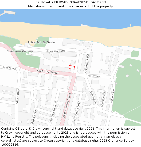 17, ROYAL PIER ROAD, GRAVESEND, DA12 2BD: Location map and indicative extent of plot