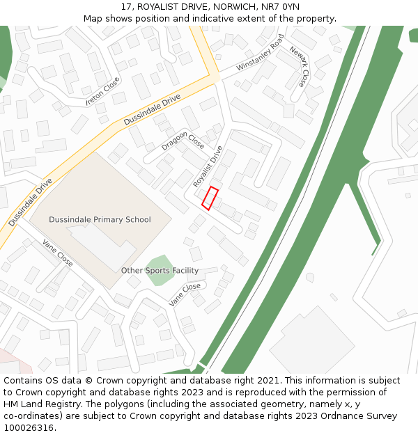 17, ROYALIST DRIVE, NORWICH, NR7 0YN: Location map and indicative extent of plot