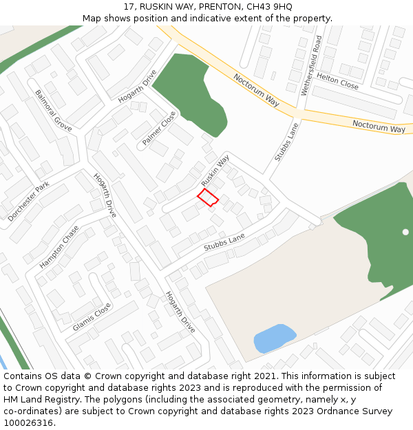 17, RUSKIN WAY, PRENTON, CH43 9HQ: Location map and indicative extent of plot