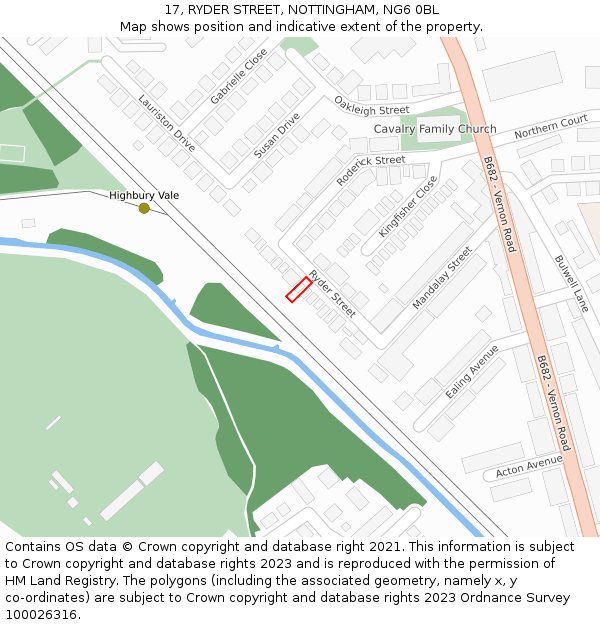 17, RYDER STREET, NOTTINGHAM, NG6 0BL: Location map and indicative extent of plot