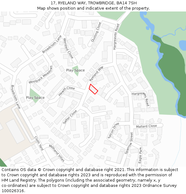 17, RYELAND WAY, TROWBRIDGE, BA14 7SH: Location map and indicative extent of plot