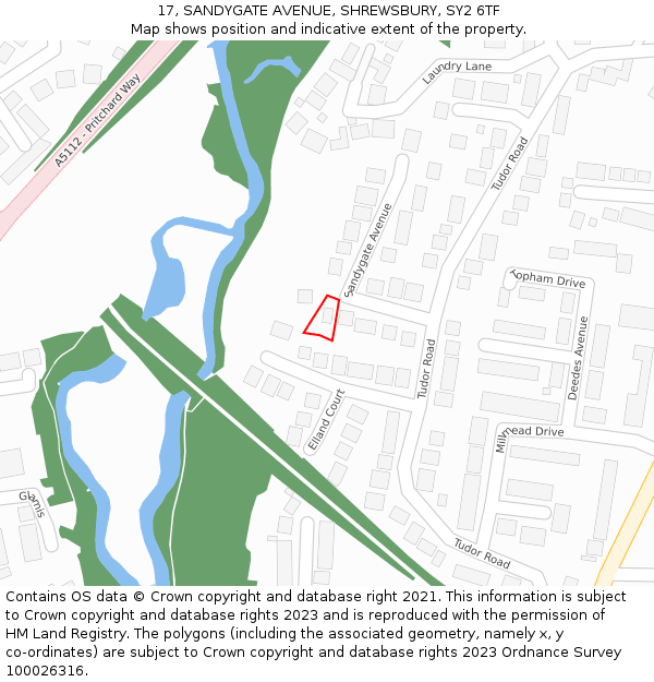 17, SANDYGATE AVENUE, SHREWSBURY, SY2 6TF: Location map and indicative extent of plot