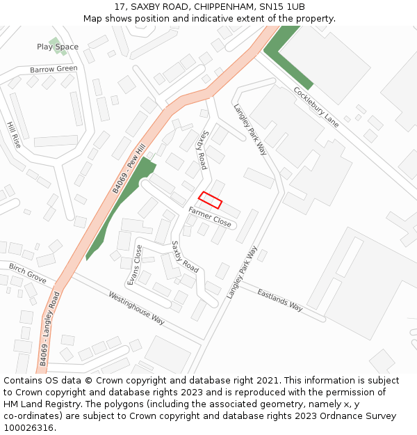 17, SAXBY ROAD, CHIPPENHAM, SN15 1UB: Location map and indicative extent of plot