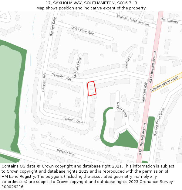 17, SAXHOLM WAY, SOUTHAMPTON, SO16 7HB: Location map and indicative extent of plot