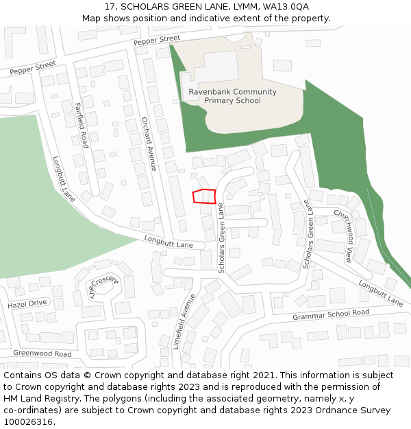17, SCHOLARS GREEN LANE, LYMM, WA13 0QA: Location map and indicative extent of plot