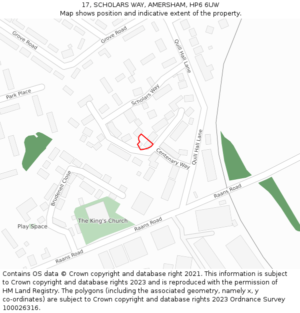 17, SCHOLARS WAY, AMERSHAM, HP6 6UW: Location map and indicative extent of plot