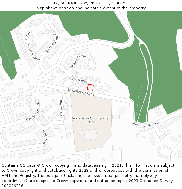 17, SCHOOL ROW, PRUDHOE, NE42 5FE: Location map and indicative extent of plot