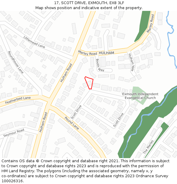 17, SCOTT DRIVE, EXMOUTH, EX8 3LF: Location map and indicative extent of plot