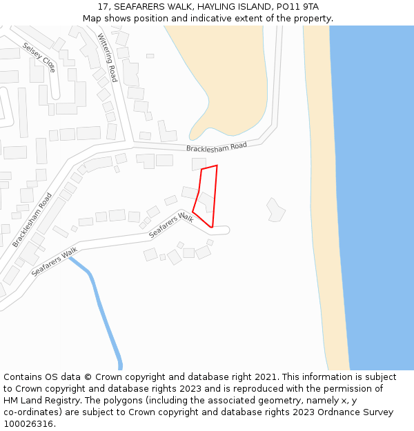 17, SEAFARERS WALK, HAYLING ISLAND, PO11 9TA: Location map and indicative extent of plot