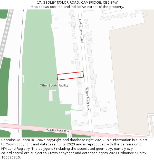 17, SEDLEY TAYLOR ROAD, CAMBRIDGE, CB2 8PW: Location map and indicative extent of plot