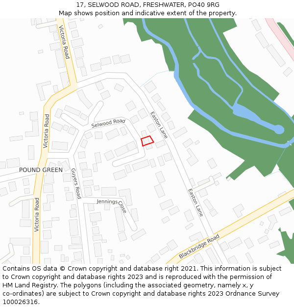 17, SELWOOD ROAD, FRESHWATER, PO40 9RG: Location map and indicative extent of plot