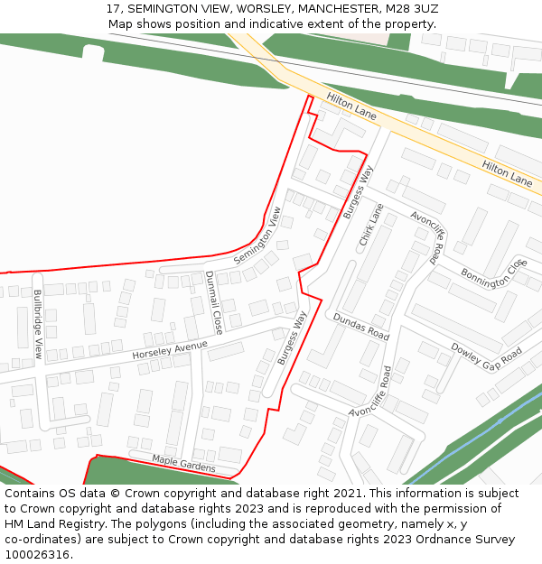 17, SEMINGTON VIEW, WORSLEY, MANCHESTER, M28 3UZ: Location map and indicative extent of plot