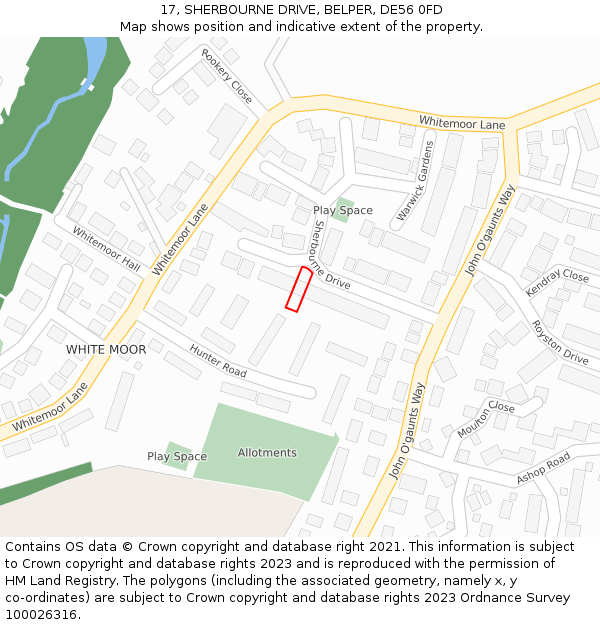 17, SHERBOURNE DRIVE, BELPER, DE56 0FD: Location map and indicative extent of plot