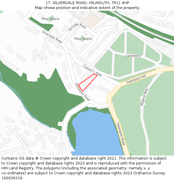 17, SILVERDALE ROAD, FALMOUTH, TR11 4HP: Location map and indicative extent of plot